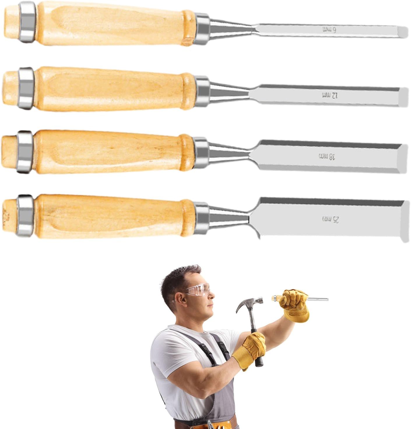 Holzbeitel-Set mit ergonomischem Griff, hohe Härte – Schreinerwerkzeuge zum präzisen Schnitzen und für die Möbelherstellung