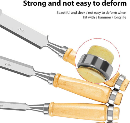 Holzbeitel-Set mit ergonomischem Griff, hohe Härte – Schreinerwerkzeuge zum präzisen Schnitzen und für die Möbelherstellung