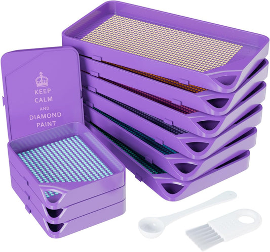10-teiliges Diamond Painting Tablett-Set für Erwachsene, stapelbar, Zubehör und Werkzeuge für die Diamantmalerei